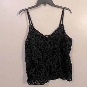 Medium Xhilaration Black Velvet Detailed Tank Top